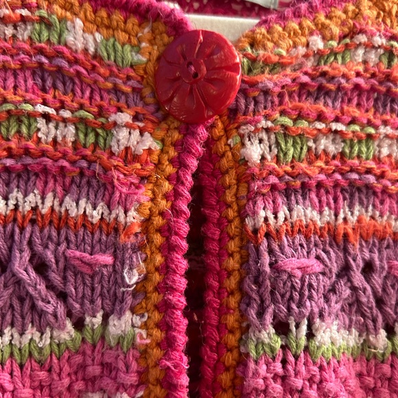 Hand-Knitted Vibrant Multicolor Cardigan - Picture 3 of 5